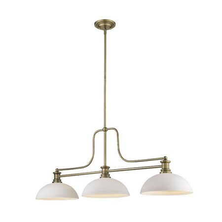 Z-Lite Melange 3 Light Chandelier, Heritage Brass & Matte Opal 725-3HBR-DMO14